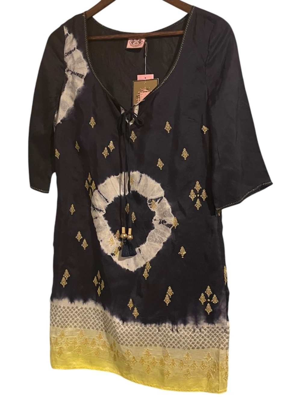 Juicy Couture 100% Silk Tunic/Dress with Flutter SLV and Pockets Size S NWT